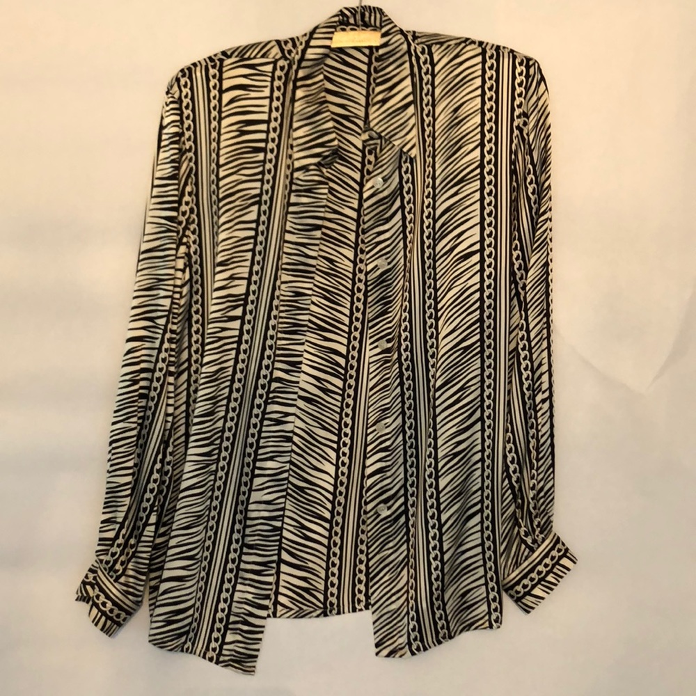 long sleeve button down silk blouse